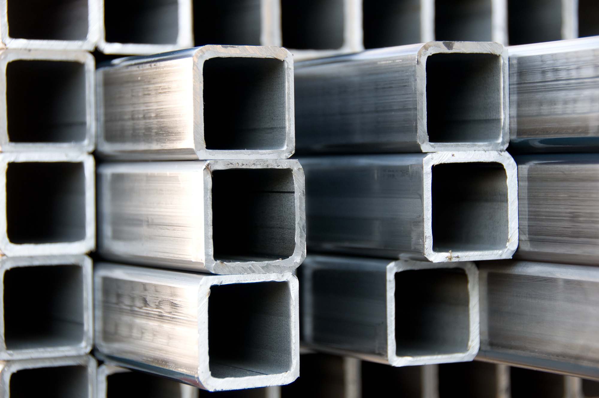 Protruding square carbon metal tubing.View related industrial and manufacturing employee images in this lightbox: